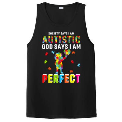 Society Says I'm Autistic God Says I'm Perfect Autism Gifts PosiCharge Competitor Tank