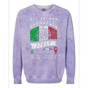 San Severo Italy Flag Italia Gps Coordinates Of San Severo Colorblast Crewneck Sweatshirt