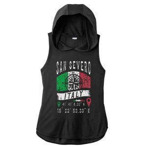 San Severo Italy Flag Italia Gps Coordinates Of San Severo Ladies PosiCharge Tri-Blend Wicking Draft Hoodie Tank