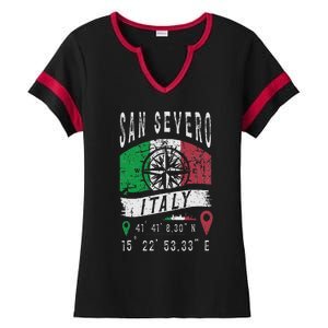 San Severo Italy Flag Italia Gps Coordinates Of San Severo Ladies Halftime Notch Neck Tee