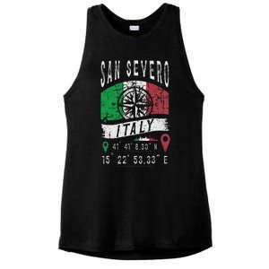 San Severo Italy Flag Italia Gps Coordinates Of San Severo Ladies PosiCharge Tri-Blend Wicking Tank