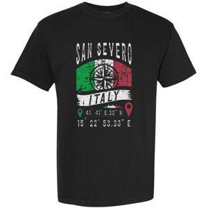 San Severo Italy Flag Italia Gps Coordinates Of San Severo Garment-Dyed Heavyweight T-Shirt