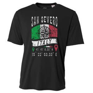 San Severo Italy Flag Italia Gps Coordinates Of San Severo Cooling Performance Crew T-Shirt