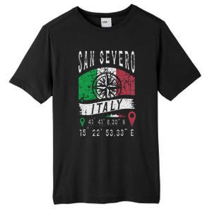 San Severo Italy Flag Italia Gps Coordinates Of San Severo Tall Fusion ChromaSoft Performance T-Shirt