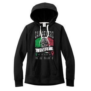 San Severo Italy Flag Italia Gps Coordinates Of San Severo Women's Fleece Hoodie