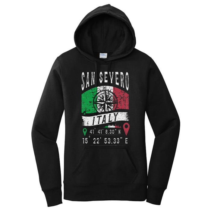 San Severo Italy Flag Italia Gps Coordinates Of San Severo Women's Pullover Hoodie