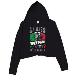 San Severo Italy Flag Italia Gps Coordinates Of San Severo Crop Fleece Hoodie