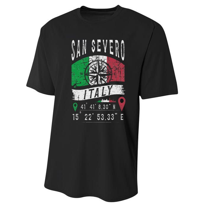 San Severo Italy Flag Italia Gps Coordinates Of San Severo Performance Sprint T-Shirt