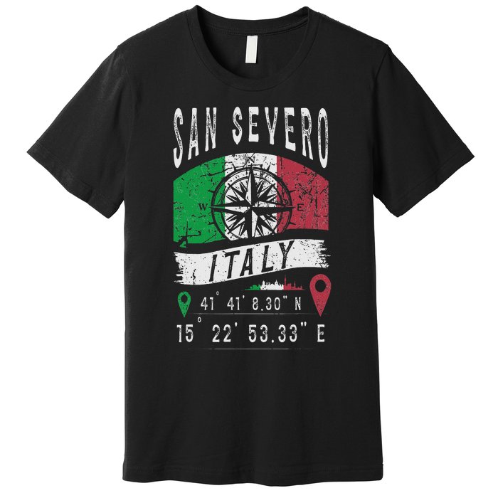 San Severo Italy Flag Italia Gps Coordinates Of San Severo Premium T-Shirt