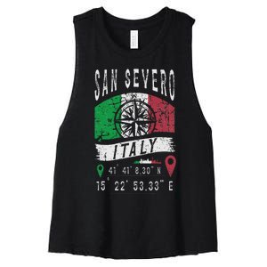 San Severo Italy Flag Italia Gps Coordinates Of San Severo Women's Racerback Cropped Tank