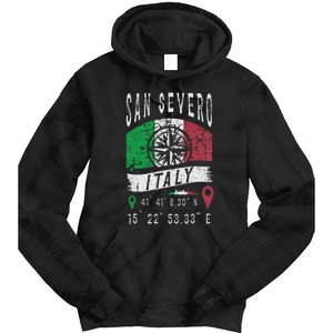 San Severo Italy Flag Italia Gps Coordinates Of San Severo Tie Dye Hoodie