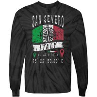 San Severo Italy Flag Italia Gps Coordinates Of San Severo Tie-Dye Long Sleeve Shirt