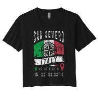 San Severo Italy Flag Italia Gps Coordinates Of San Severo Women's Crop Top Tee