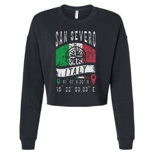 San Severo Italy Flag Italia Gps Coordinates Of San Severo Cropped Pullover Crew