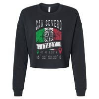 San Severo Italy Flag Italia Gps Coordinates Of San Severo Cropped Pullover Crew