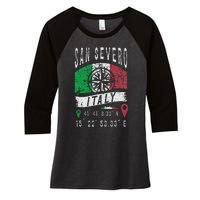 San Severo Italy Flag Italia Gps Coordinates Of San Severo Women's Tri-Blend 3/4-Sleeve Raglan Shirt