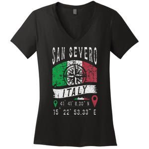 San Severo Italy Flag Italia Gps Coordinates Of San Severo Women's V-Neck T-Shirt