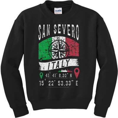 San Severo Italy Flag Italia Gps Coordinates Of San Severo Kids Sweatshirt