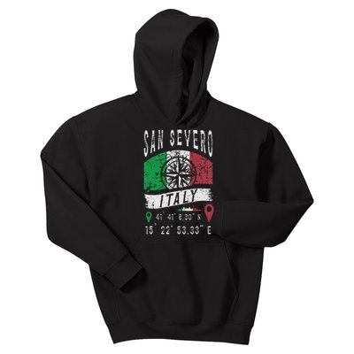 San Severo Italy Flag Italia Gps Coordinates Of San Severo Kids Hoodie