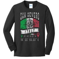 San Severo Italy Flag Italia Gps Coordinates Of San Severo Kids Long Sleeve Shirt