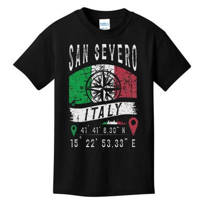 San Severo Italy Flag Italia Gps Coordinates Of San Severo Kids T-Shirt