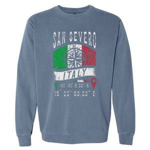 San Severo Italy Flag Italia Gps Coordinates Of San Severo Garment-Dyed Sweatshirt