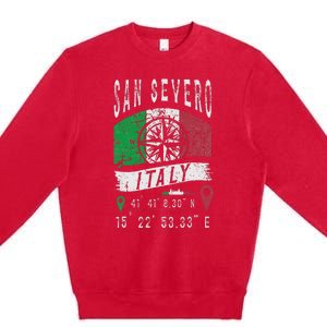 San Severo Italy Flag Italia Gps Coordinates Of San Severo Premium Crewneck Sweatshirt