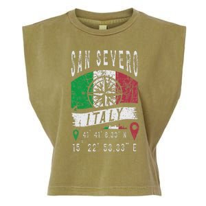 San Severo Italy Flag Italia Gps Coordinates Of San Severo Garment-Dyed Women's Muscle Tee