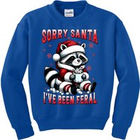 Sorry Santa IVe Been Feral Funny Raccoon Christmas Lights Meaningful Gift Kids Sweatshirt