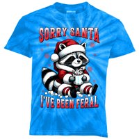 Sorry Santa IVe Been Feral Funny Raccoon Christmas Lights Meaningful Gift Kids Tie-Dye T-Shirt