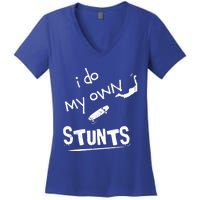 Skate Skateboarder I Do My Own Stunts Funny Skateboard Cute Gift Women's V-Neck T-Shirt