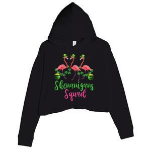 Shenanigan Squad Irish Flamingo Leprechaun St Patrick's Day Crop Fleece Hoodie