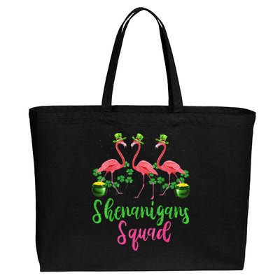 Shenanigan Squad Irish Flamingo Leprechaun St Patrick's Day Cotton Canvas Jumbo Tote