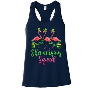 Shenanigan Squad Irish Flamingo Leprechaun St Patrick's Day Women's Racerback Tank