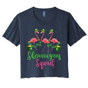 Shenanigan Squad Irish Flamingo Leprechaun St Patrick's Day Women's Crop Top Tee