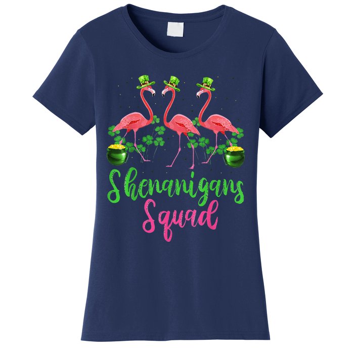 Shenanigan Squad Irish Flamingo Leprechaun St Patrick's Day Women's T-Shirt