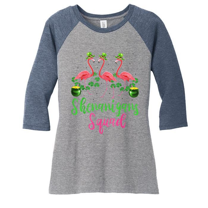 Shenanigan Squad Irish Flamingo Leprechaun St Patrick's Day Women's Tri-Blend 3/4-Sleeve Raglan Shirt