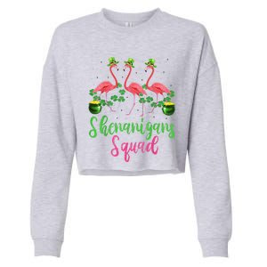 Shenanigan Squad Irish Flamingo Leprechaun St Patrick's Day Cropped Pullover Crew