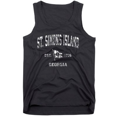 St. Simons Island Ga Vintage Nautical Boat Anchor Flag Tank Top