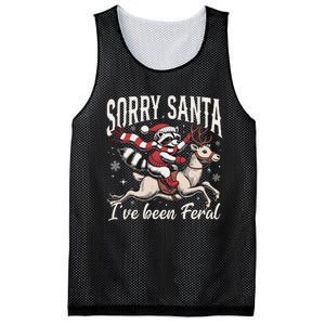 Sorry Santa IVe Been Feral Christmas Holiday Reccoon Meme Gift Mesh Reversible Basketball Jersey Tank