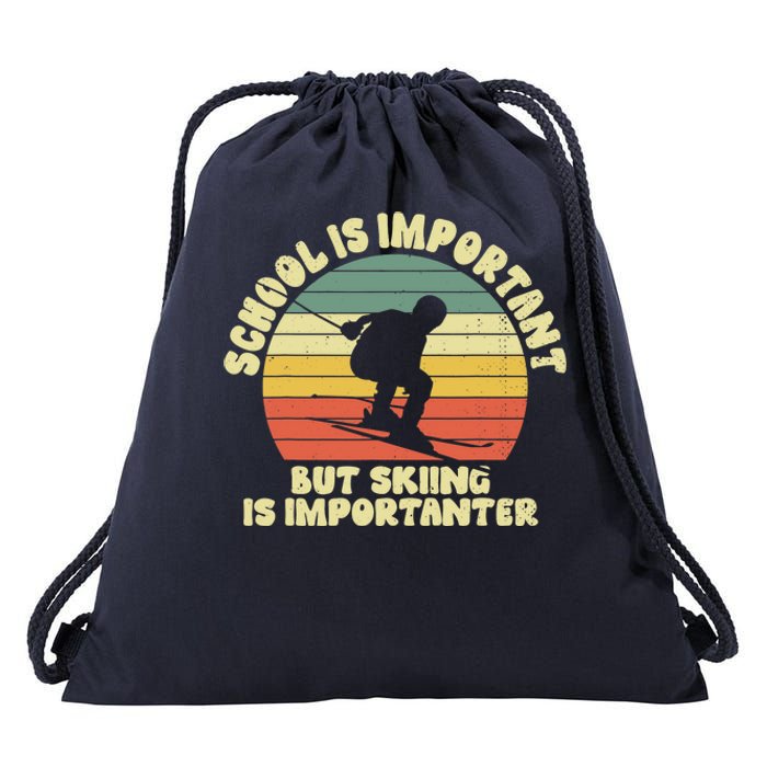 Ski School Is Important But Skiing Is Importanter Gift Drawstring Bag