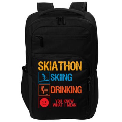 Skiathlon Skiing Ing Triathlon Party Apres Ski Funny Gift Impact Tech Backpack