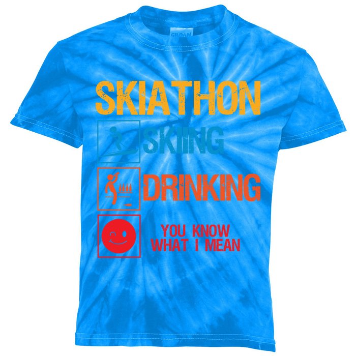 Skiathlon Skiing Ing Triathlon Party Apres Ski Funny Gift Kids Tie-Dye T-Shirt