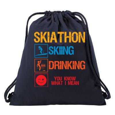 Skiathlon Skiing Ing Triathlon Party Apres Ski Funny Gift Drawstring Bag