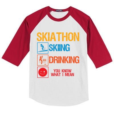 Skiathlon Skiing Ing Triathlon Party Apres Ski Funny Gift Kids Colorblock Raglan Jersey