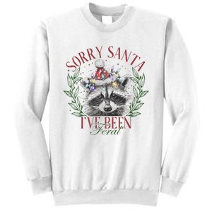 Sorry Santa IVe Been Feral Cute Raccoon Christmas Santa Sweatshirt