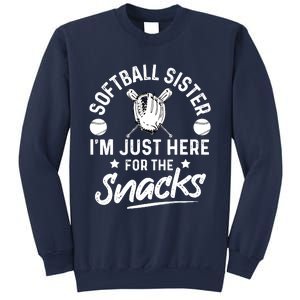 Softball Sister I'm Just Here For The Snacks Retro Softball Sweatshirt