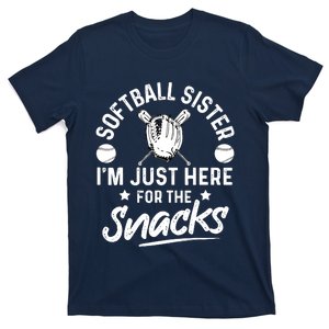 Softball Sister I'm Just Here For The Snacks Retro Softball T-Shirt