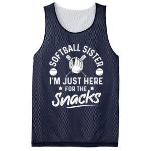 Softball Sister I'm Just Here For The Snacks Retro Softball Mesh Reversible Basketball Jersey Tank