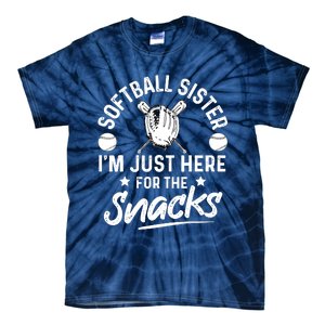 Softball Sister I'm Just Here For The Snacks Retro Softball Tie-Dye T-Shirt